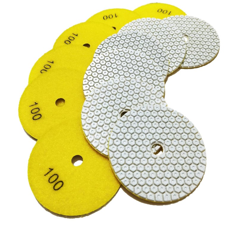 ANTENGDATOOL 4 Inch New Model Dry Diamond Polishing Pads Grit 100, 1 Box of 6 Piece Dry/Wet Marble Buffing Pad for Granite Quartz Concrete Stones(Need Water for Hard Tile) - Image 1